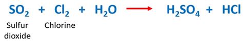 SO2 + Cl2 + H2O = H2SO4 + HCl Balanced Equation