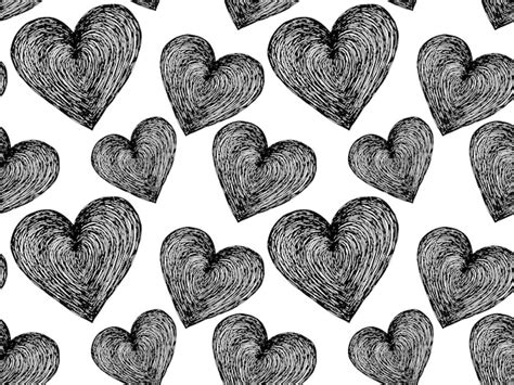 Premium Vector | Heart valentines day pattern black drawn effect 1