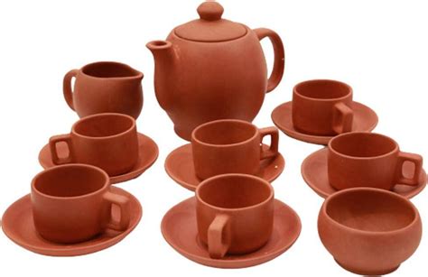 Clay tea set Earthenware jug and cup tea set Indian clay | Etsy