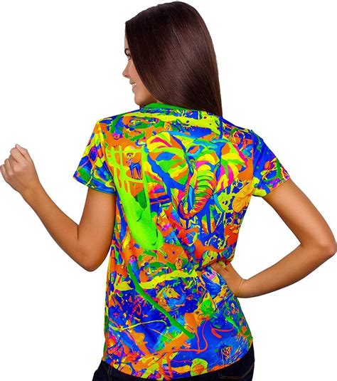 Neon Women T-Shirt in UV Fluorescent Elegant Elephant