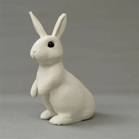 toy rabbit clay model on a table 6 inches high | Stable Diffusion