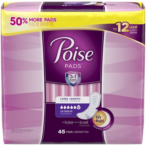 Poise Overnight Pads Ultimate Absorbency Long 45 ct | Shipt