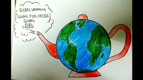 How to draw stop global warming and save planet Earth drawing for kids. - YouTube