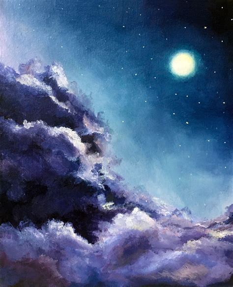 Fairy tale in the night sky Cloud Wall Art Oil painting By Aleksandr Gaponov | Night sky ...