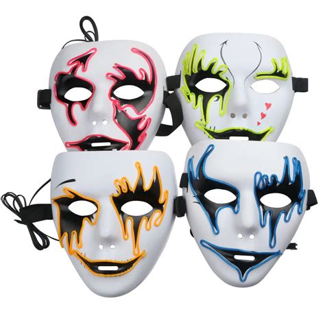 El Wire Glowing Halloween Mask Luminous 3 Modes LED Mask Halloween ...