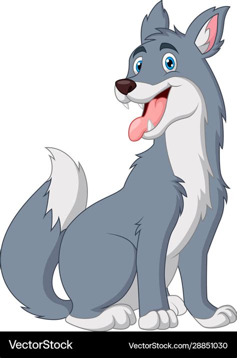 Cartoon cute wolf sitting Royalty Free Vector Image