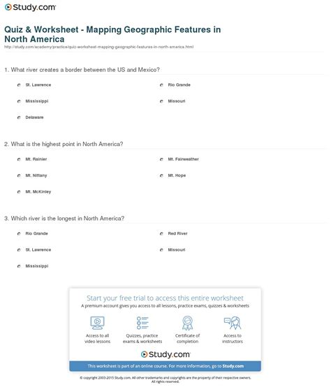 Quiz Worksheet Mapping Geographic Features In North — db-excel.com