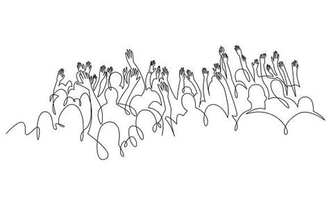 Cheerful crowd cheering illustration | Crowd drawing, Line art drawings ...