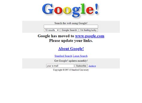 Google in 1998 - Web Design Museum