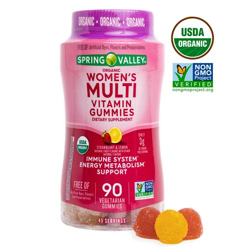 Spring Valley Organic Women’s Multivitamin Vegetarian Gummies, 90ct - Walmart.com - Walmart.com