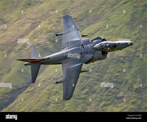 RAF Harrier GR9 attack jet fighter aircraft low level in north Wales ...