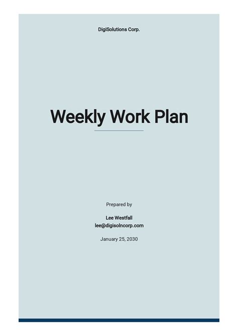 Free Sample Weekly Work Plan Template - Google Docs, Word, Apple Pages ...