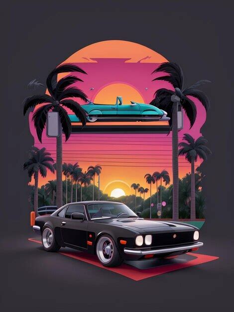 Premium AI Image | Retro Sunset Illustration