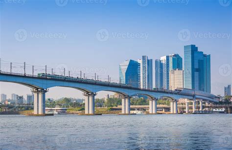 Subway and Bridge at Hanriver in Seoul, South korea 829411 Stock Photo at Vecteezy