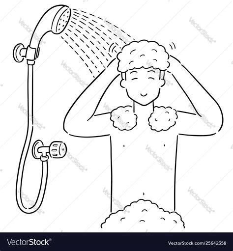 Man showering Royalty Free Vector Image - VectorStock