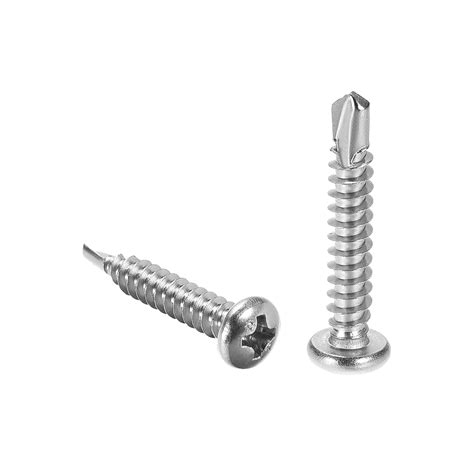 #8 x 1" Self Tapping Screws 410 Stainless Steel Phillips Pan Head Self Drilling Screws 100 Pcs ...