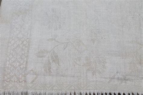 antique linen damask cloth towel with elaborate drawn thread work, vintage farmhouse table runner