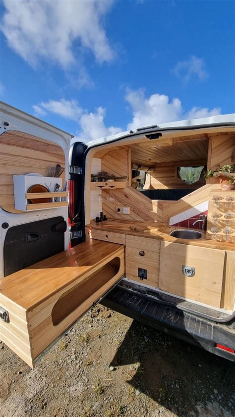 Amazing Rear Kitchen in Recycled Van Conversion