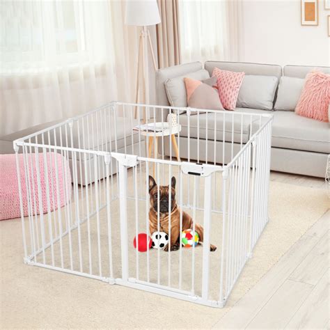 Adjustable Panel Baby Safe Metal Gate Play Yard - Costway