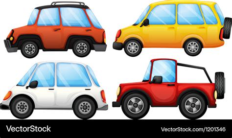 Four cars with different styles Royalty Free Vector Image