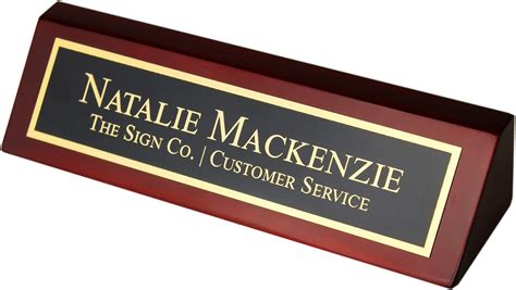 Personalized Office Name Plate for Desk - Engraved Business Desk Name Plate in Rosewood ...