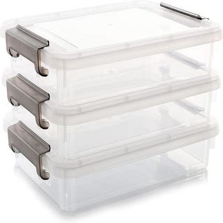 3 PCS Plastic Storage Bins with Latching Lids - Bed Bath & Beyond - 39427167