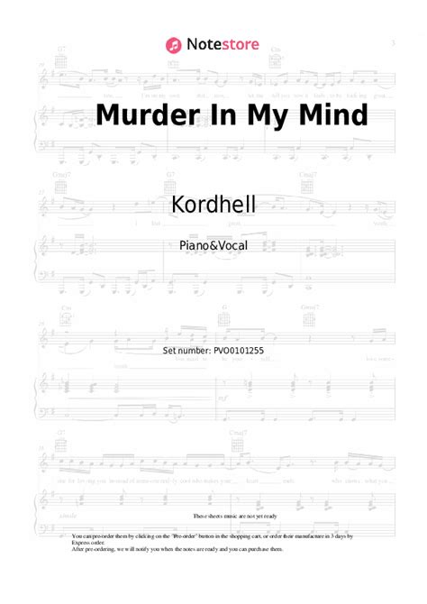 Murder In My Mind piano sheet music and voice Kordhell in Note-Store.com | Piano&Vocal SKU ...