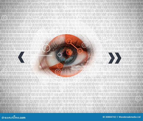 Blue eye being analysed stock photo. Image of adult, authorization - 30884742