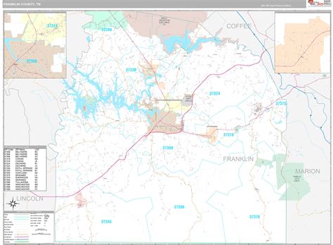 Franklin County, TN Wall Map Premium Style by MarketMAPS