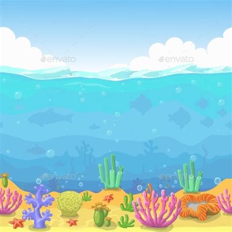 Seamless Underwater Landscape in Cartoon Style | Cartoon styles, Art for kids, Easy drawings