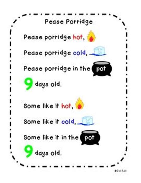 Pease Porridge | Nursery Rhyme/ Rhyming | Pinterest