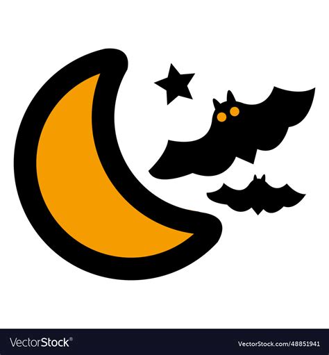 Flying bats moon Royalty Free Vector Image - VectorStock