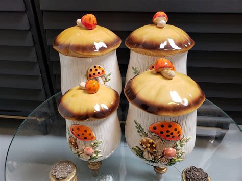 Mushroom Canister Set / Vintage Ceramic Canister Set of 4 / | Etsy ...