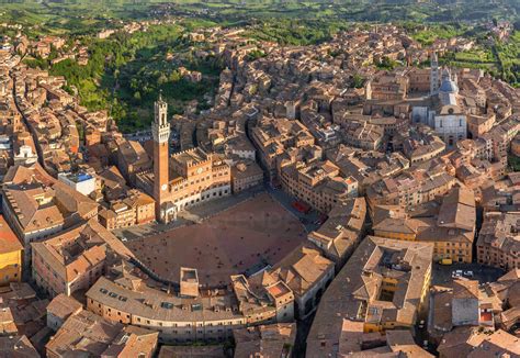 Aerial view of Siena historical town, Italy stock photo