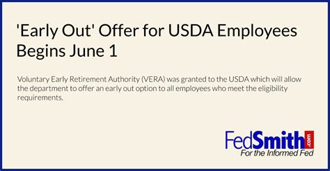 'Early Out' Offer For USDA Employees Begins June 1 | FedSmith.com