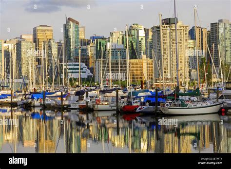 Vancouver skyline with Coal Harbour, photographed from Stanley Park ...