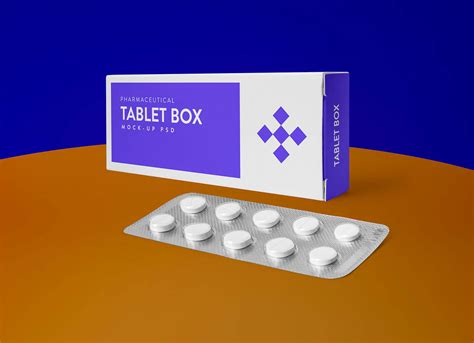 Pharmaceutical Tablets / Pills Blister Packaging & Box Mockup | Free PSD Templates