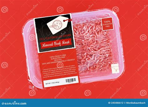 Cell Cultured Lab Grown Meat Concept For Artificial In Vitro Production With Packed Raw Minced ...