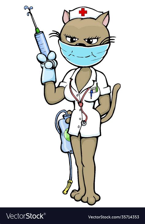 Sexy cat nurse cartoon Royalty Free Vector Image