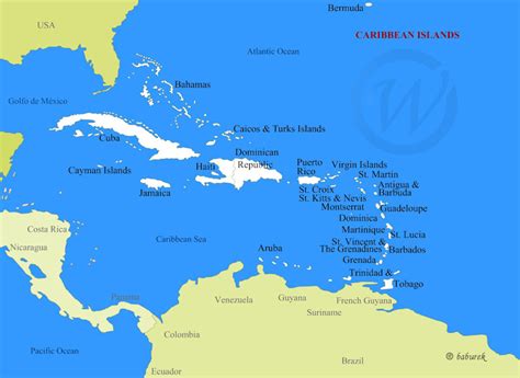 Map of Caribbean Islands