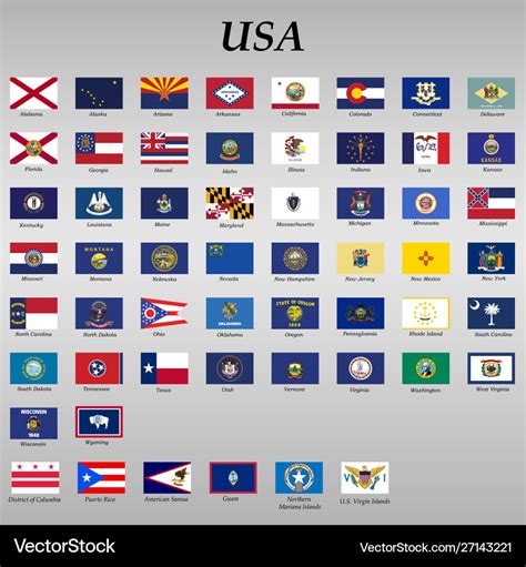 All flags states united states Royalty Free Vector Image