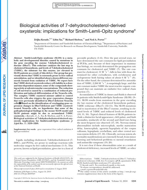 (PDF) Biological activities of 7-dehydrocholesterol-derived oxysterols: Implications for Smith ...