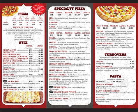 Pizza One, Alma - Menu