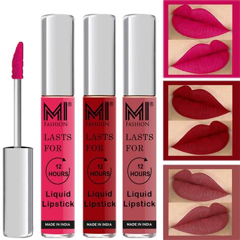 MI Fashion Lipsticks Set Liquid Matte Lipsticks Pink Colour, Red ...