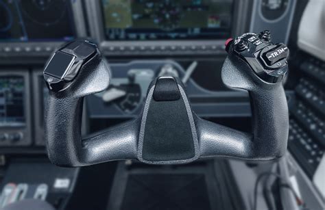 Inside The Cockpit Of The Snall Airplane The Steering Wheel Of The Aircraft Stock Photo ...