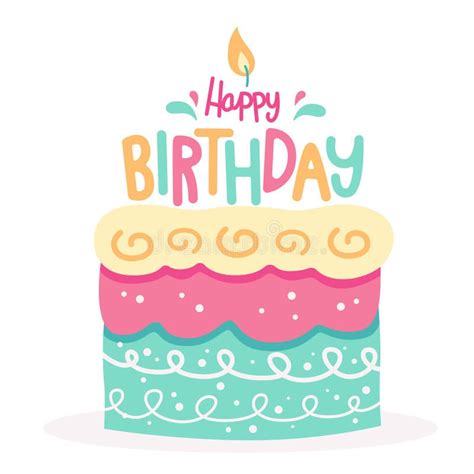 Birthday Cake Cartoon Drawing Stock Vector - Illustration of sign ...