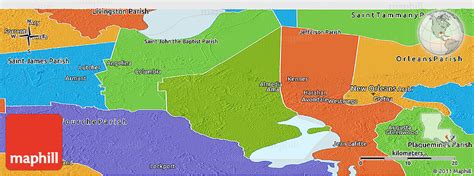 Physical Panoramic Map of Saint Charles Parish, political outside