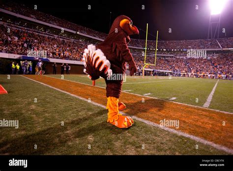 The Virginia Tech Hokies mascot on the sidelines during the fourth ...