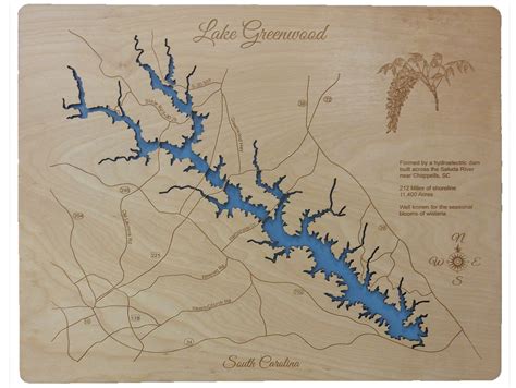 Custom Map of Lake Greenwood in Greenwood Laurens and | Etsy