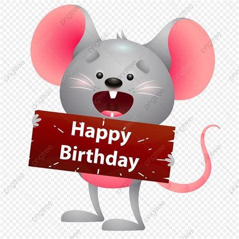 Happy Birthday Wishes Vector Design Images, Cute Mouse Wishing Happy ...